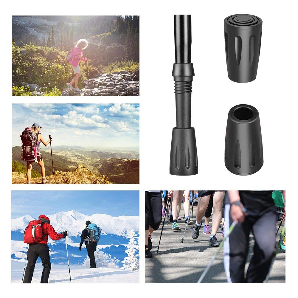 Bornfeel Trekking Pole Replacement Tips 16 Pack Hiking Pole Rubber Tips Walking Stick Tips End Caps Protectors