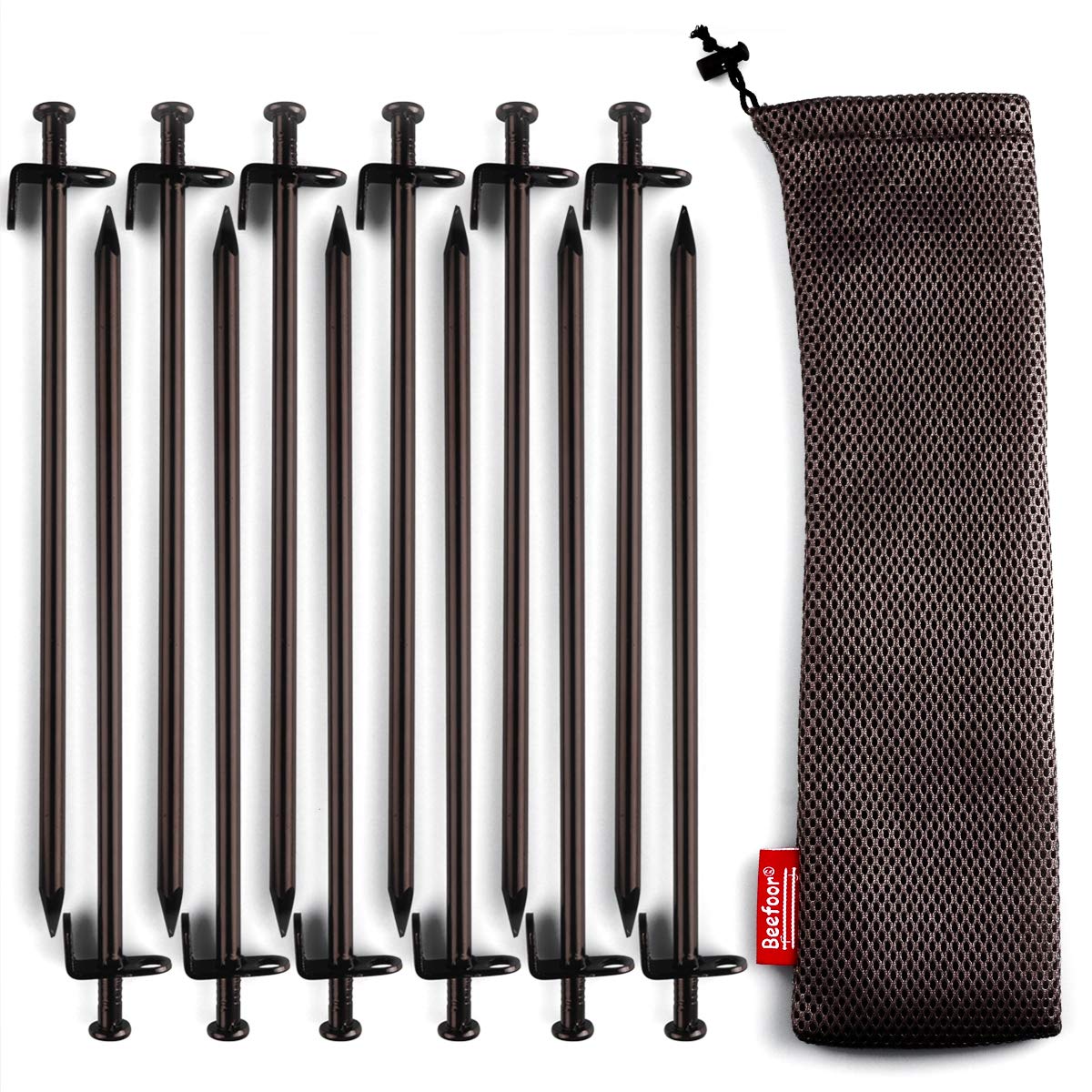 Beefoor Tent Stakes 12 Inch Heavy Duty Tent Pegs Tarp Pegs Camping Stakes For Outdoor Camping Canopy And Tarp Suitable For High