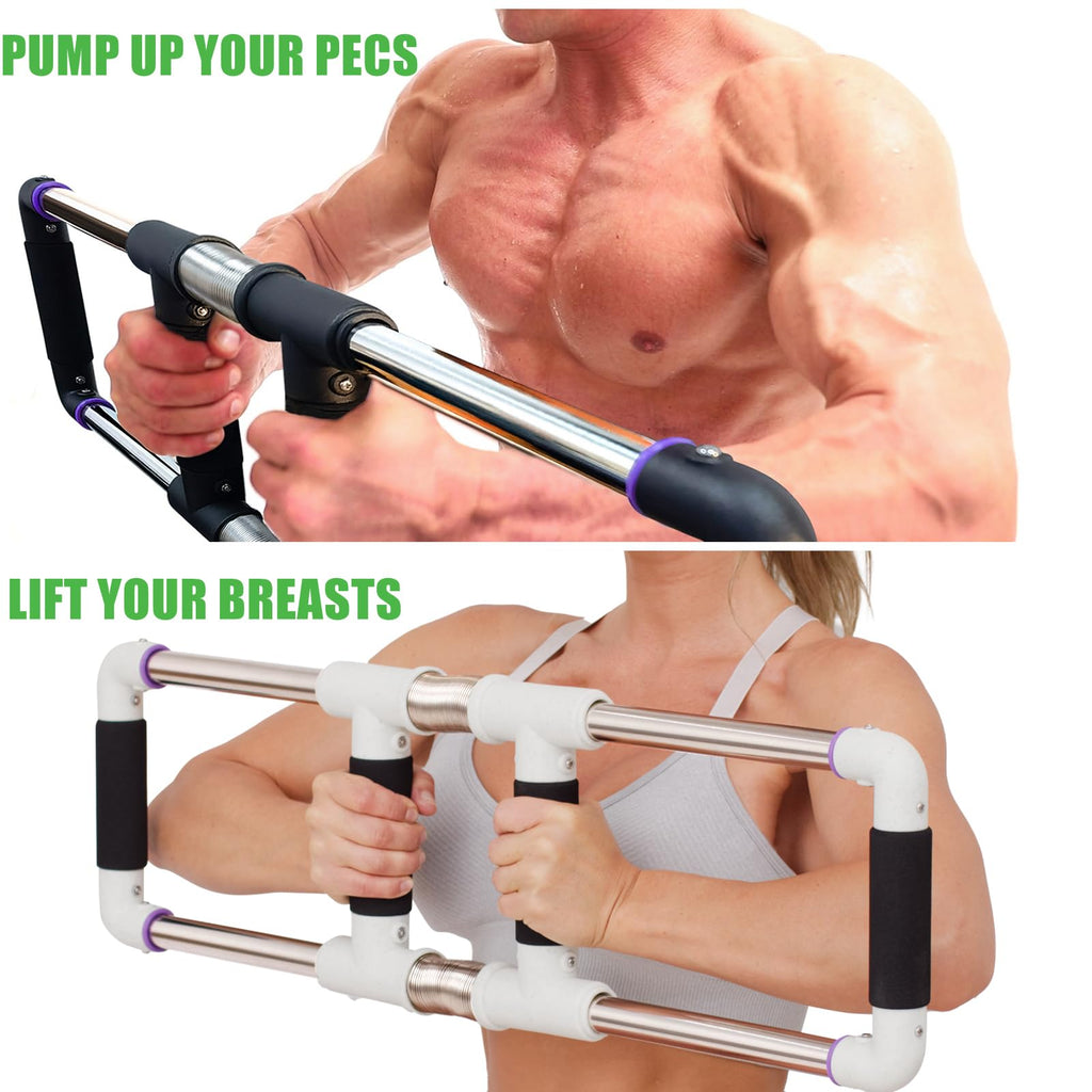 Gofitness Push Down Bar Machine - Chest Expander At Home Workout Equipment, Arm Exerciser - Portable Spring Resistance Exercise