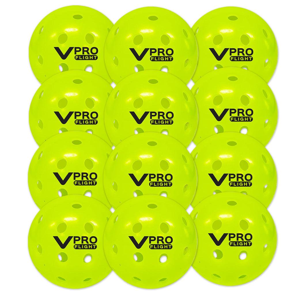 Vulcan | Vpro Flight Outdoor Pickleball | Official Ball Of The Ppa Tour & Mlp | Hi-Vis Yellow | 12 Pack