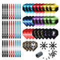 Tezoro Dart Accessories Kit Including Aluminum Dart Shafts,Dart Flights, Flight Savers, Sharpener, O-Rings -Bulk Pack Of 104 Pie