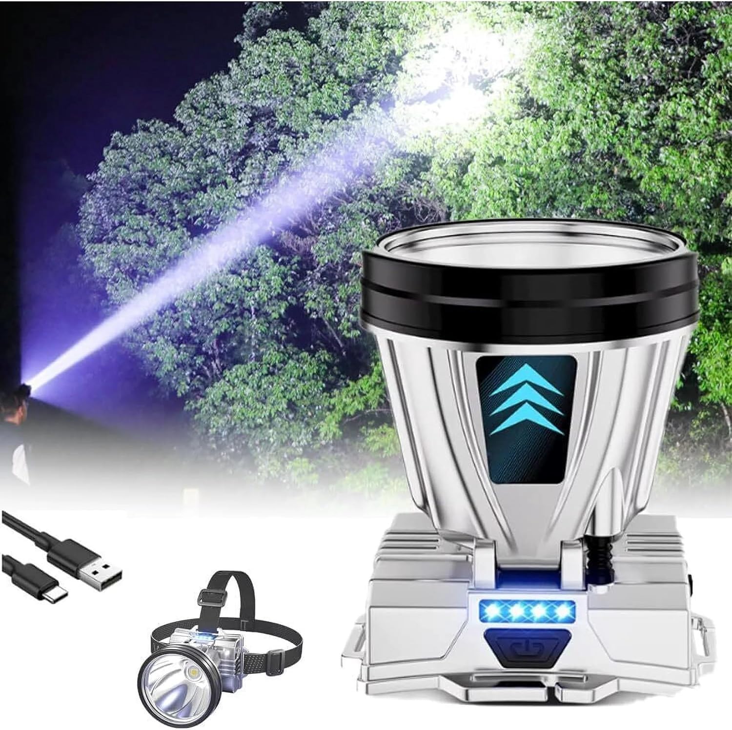 PINSAI High end version Super Bright Headlamp High Power Headlight LED Rechargeable Motion Sensor Hunting head lamp Flashlight S