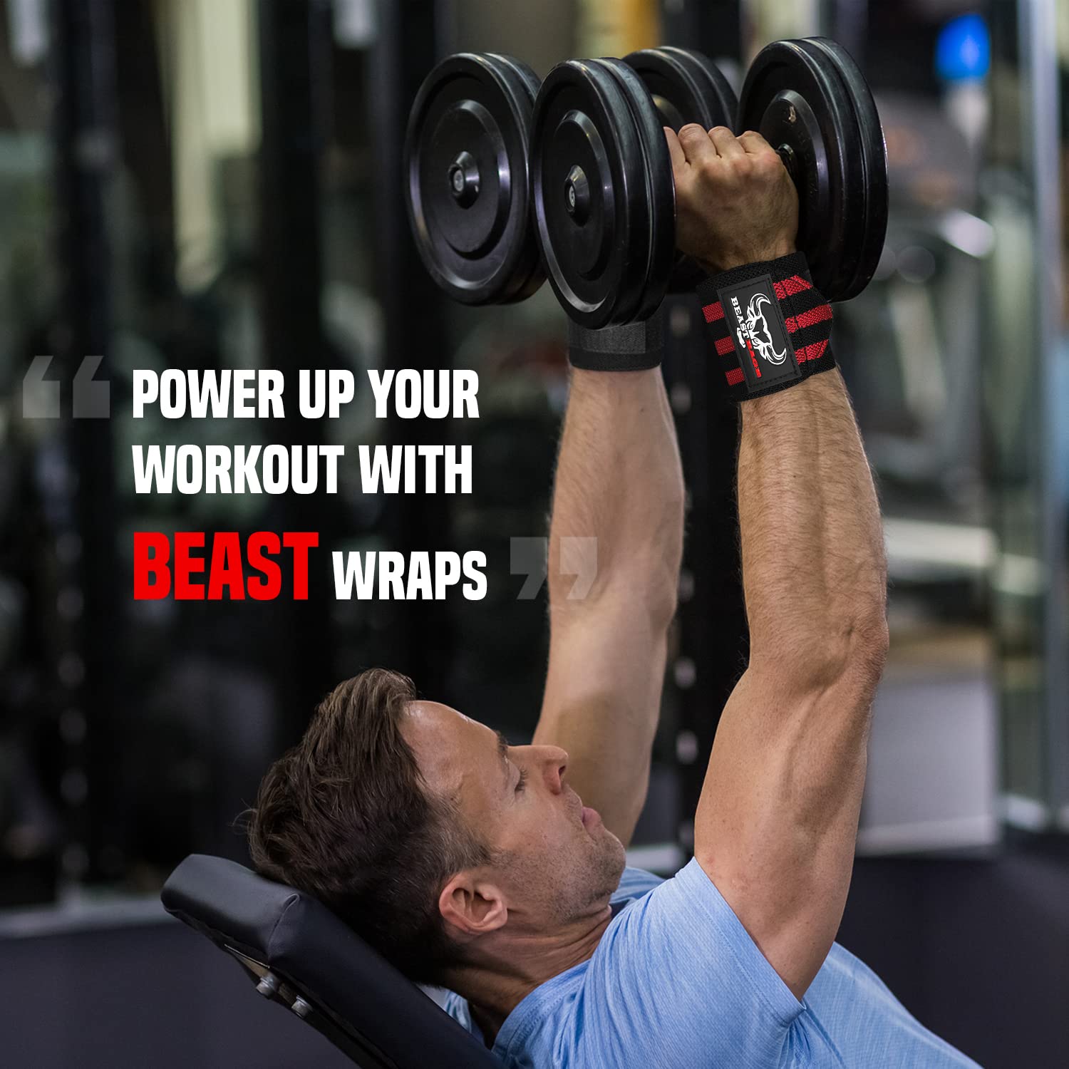 Beast Rage Weight Lifting Wrist Wraps Muscle Building Performance Training Gym Exercise Fitness Straps Thumb Loop Support Stretc