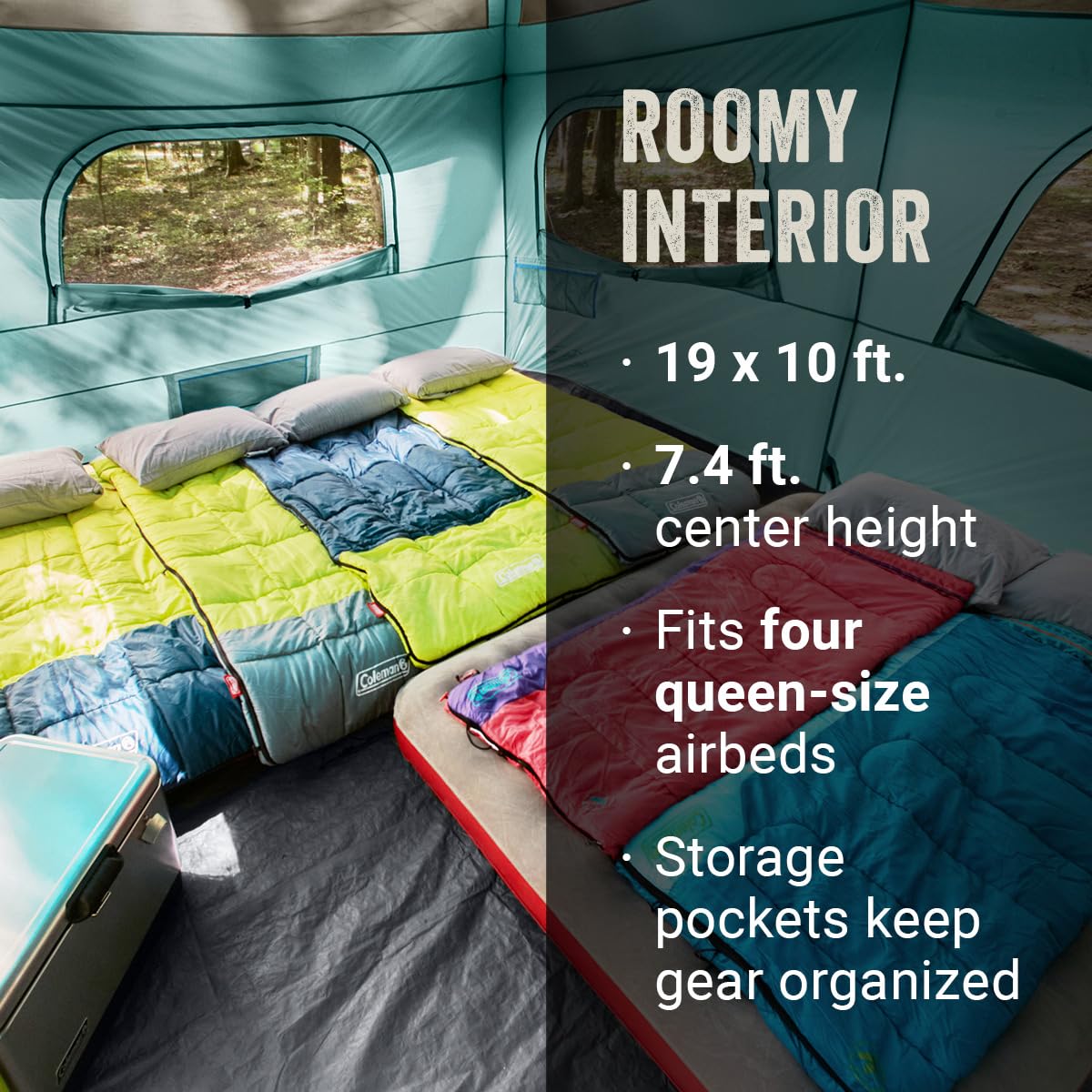 Coleman Skylodge 12-Person Camping Tent With Screen Room, Evergreen