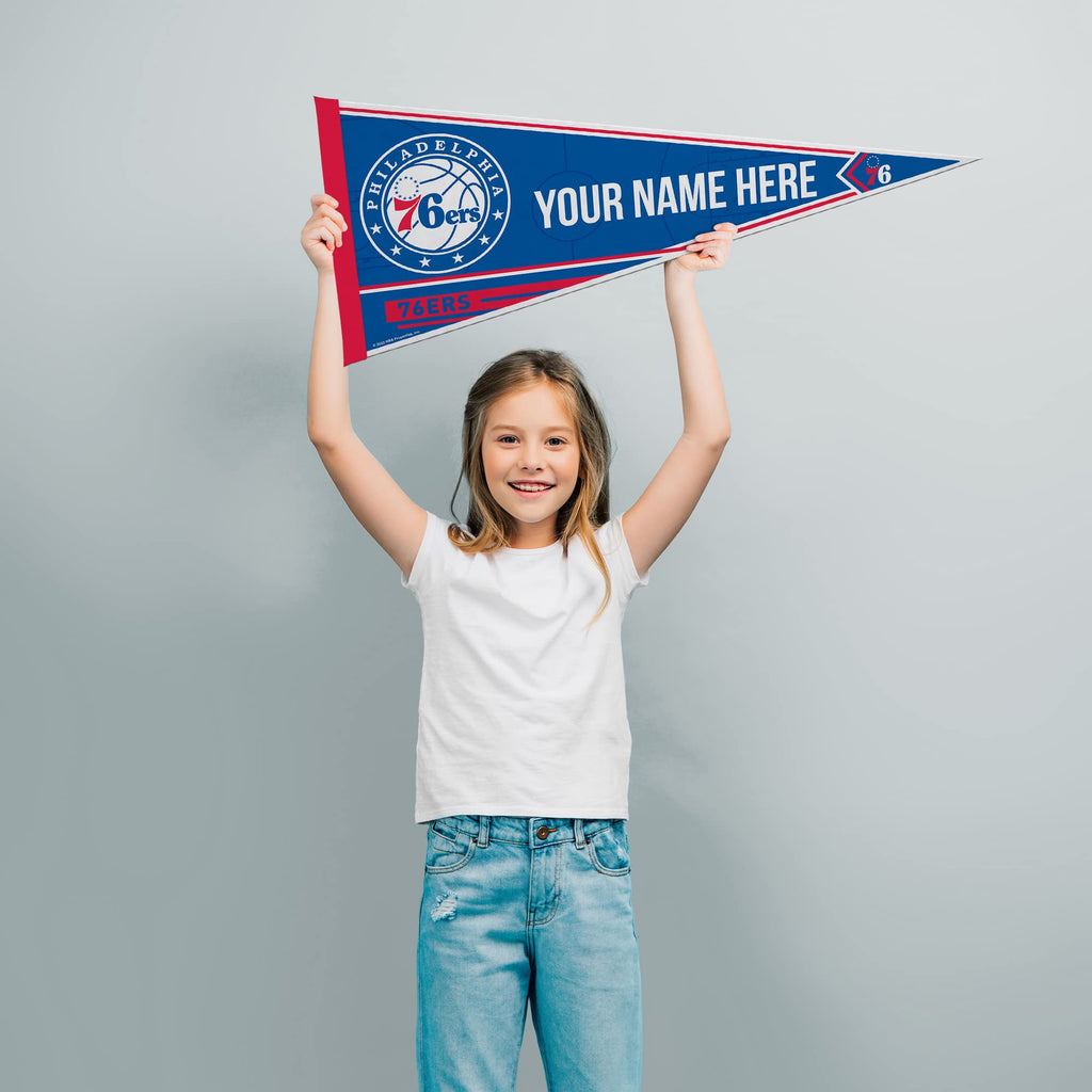 Rico Industries Nba Basketball Philadelphia 76Ers Personalized - Custom 12'' X 30'' Soft Felt Pennant - Ez To Hang