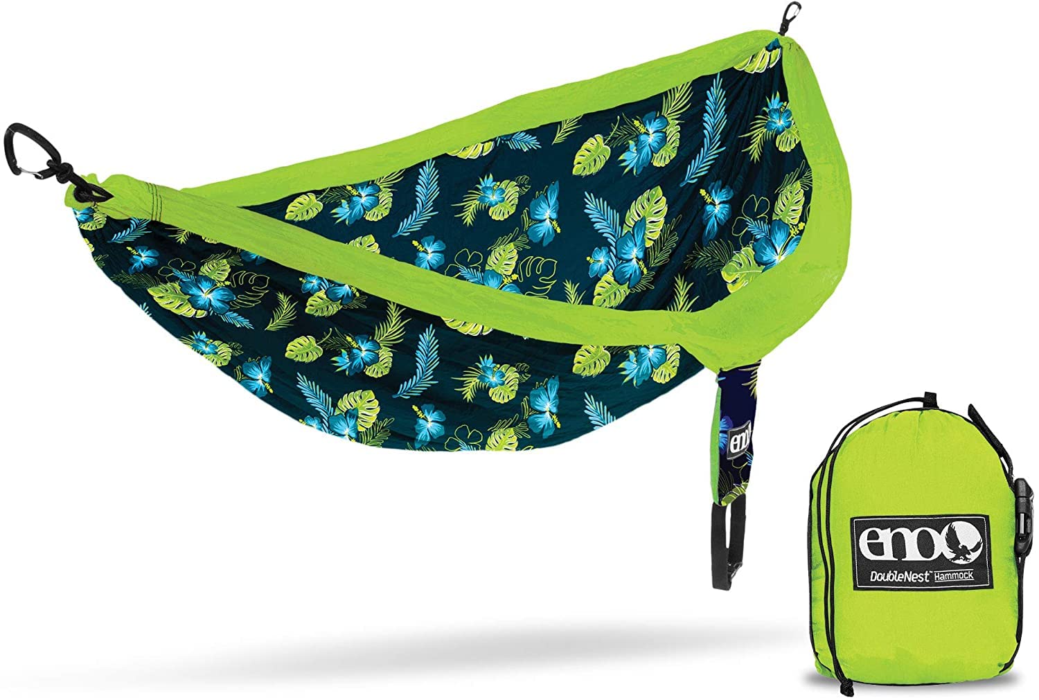 ENO, Eagles Nest Outfitters DoubleNest Print Lightweight Camping Hammock, 1 to 2 Person, Green Aloha