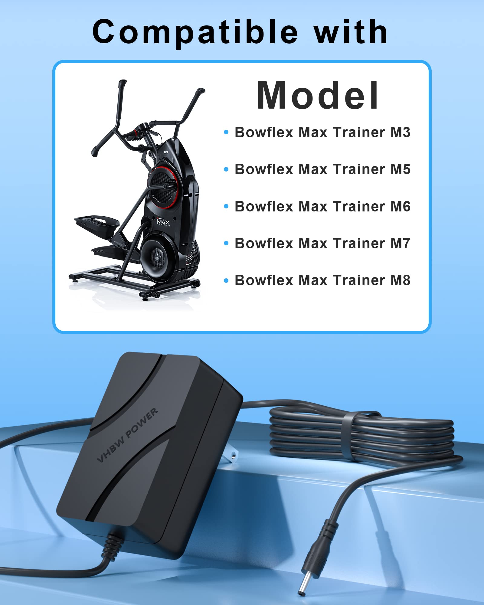For Bowflex Max Trainer Power Cord Compatible With Bowflex Max Trainer M5 Power Cord, M3 M7 M8 Hvt Exercise Elliptical Treadmill