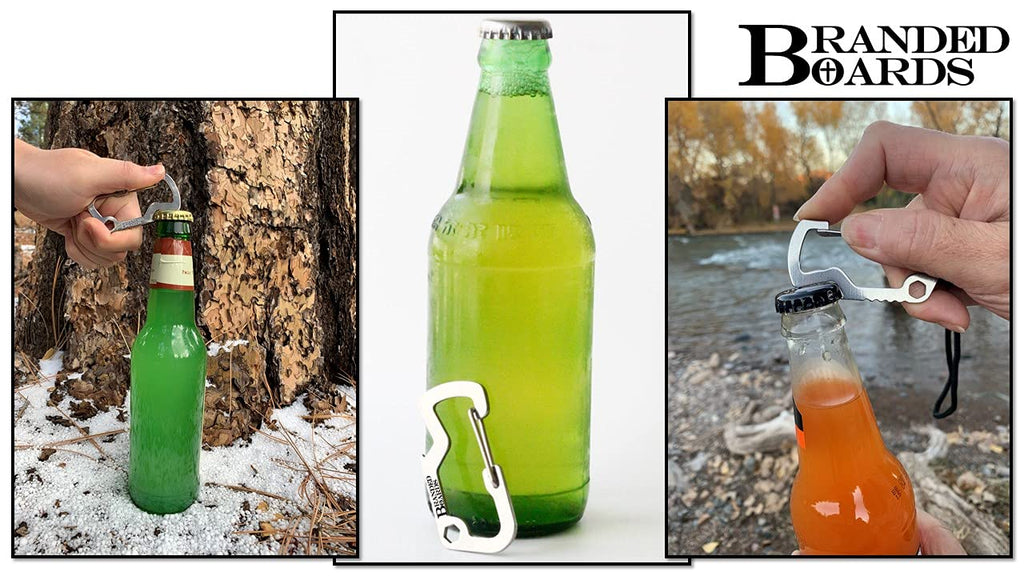 Branded Boards Bushcraft Key Chain Bottle Opener Carabiner Snap Clip Hooks Hiking, Backpacking, Camping, Hunting, Fishing, Bikin