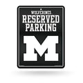 Rico Industries NCAA Michigan Wolverines Metal Parking Sign 8.5 x 11 Carbon Fiber Metal Parking Sign - Great for Man Cave, Bed R