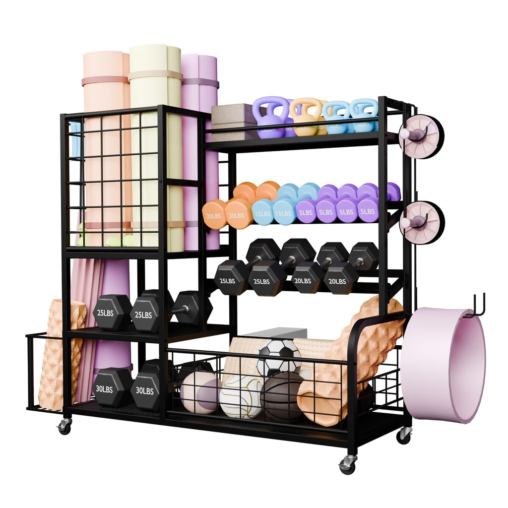 Xxl Dumbbell Rack Weight Stand - Adjustable Heavy Duty Weight Rack For Dumbbells, Home Gym Storage Rack For Kettlebell, Balls,Yo