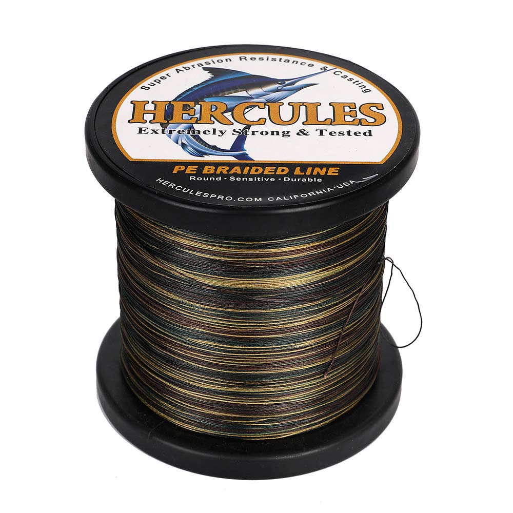 Hercules Braided Fishing Line 2000M 2187Yds 10Lbs-200Lbs Pe Superline 8 Strands (Camouflage 40Lb/18.1Kg 0.32Mm)
