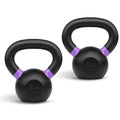 Yes4All Powder Coated Cast Iron Kettlebell Pair Purple - 6 Kg / 13 Lb Strength Training Kettlebells Weight Set For Full Body Wor