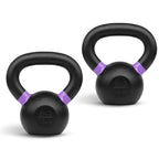 Yes4All Powder Coated Cast Iron Kettlebell Pair Purple - 6 Kg / 13 Lb Strength Training Kettlebells Weight Set For Full Body Wor
