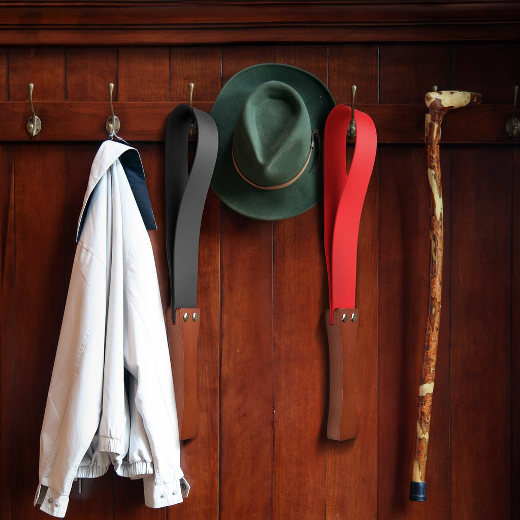 Barpot Leather Paddle With Anti-Slip Wooden Handle, Riding Crops For Horses, 19'' Equestrianism Crops (Red)