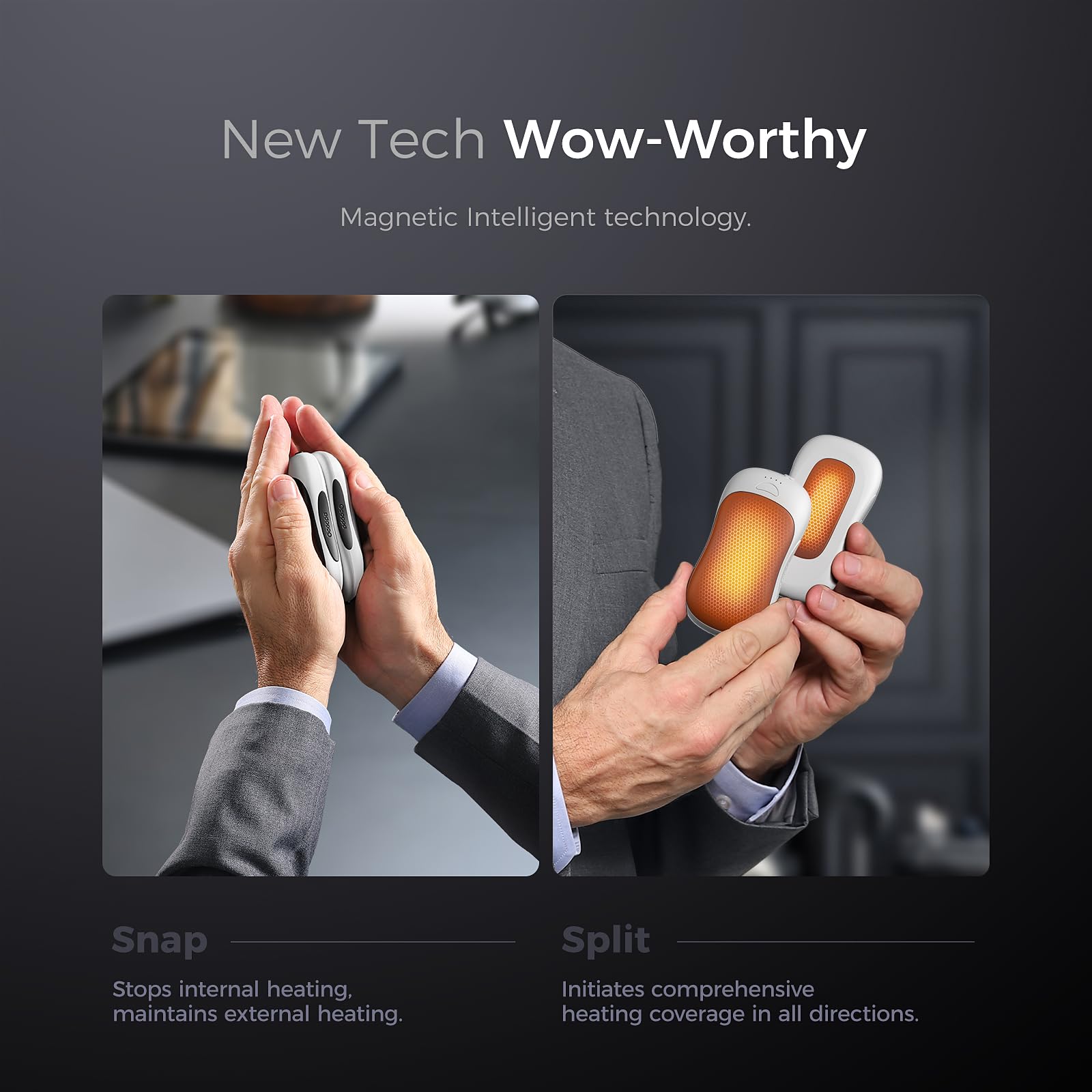 Ocoopa Magnetic Rechargeable Hand Warmers, True Double Warmth Handwarmers 10000Mah, Up To 15 Hours, Max 136?, Electric Heater, F