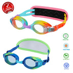 Ruigao Kids Swim Goggles Age 2-6, Toddler Goggles No Hair Pull,Child Goggles Padded Headband (2Pk - Rainbow/Turtle)