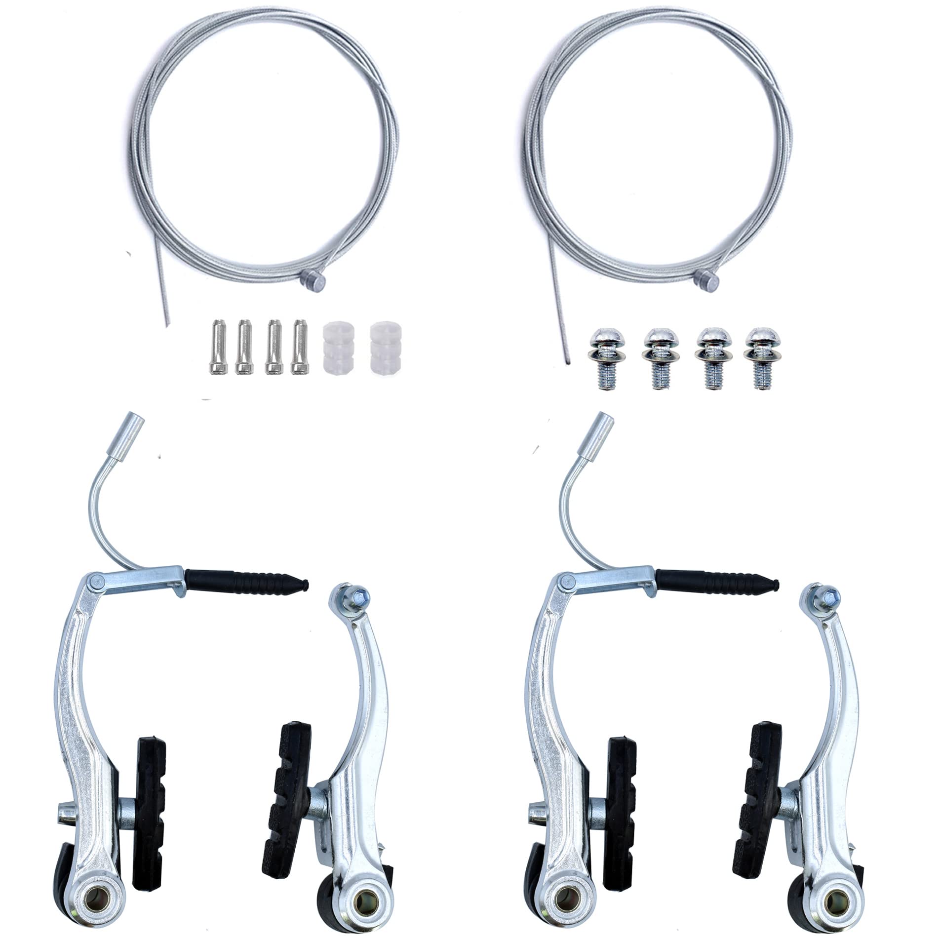 Hmseng 2 Pairs Bike Brakes, Universal Complete V Bike Brakes Set, Mountain Bike Replacement for Most Bicycle,Road Bike Brakes Ca