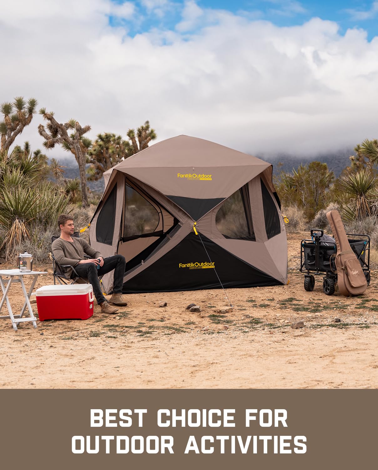 Fanttikoutdoor Alpha C4 Ultra Camping Tent 4 Person Pop Up Instant Cabin Setup In 60 Seconds Portable Hub Tent With Rainfly & Wi