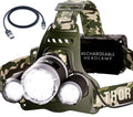 TDC Camo Rechargeable Headlamp - Zoomable Led Headlamp - Headlamp Flashlight USB - Waterproof Headlamps for Adults - Head Lamps 
