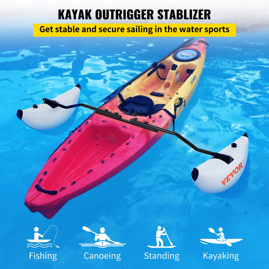 Vevor Kayak Outrigger Stabilizers, 2 Pcs, Pvc Inflatable Outrigger Float With Sidekick Arms Rod, Standing Float Stabilizer Syste