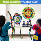 HYES 2 Pack Kids Bow and Arrow with 29 Large Dart Board, LED Light Up Archery Set with 24 Suction Cup Arrows, Indoor Outdoor Spo