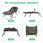 Campnacht Folding Camping Cot With Mattress For Adults, Heavy Duty Military Bed With Carry Bag, 180? Adjustable Reclining Outdoo
