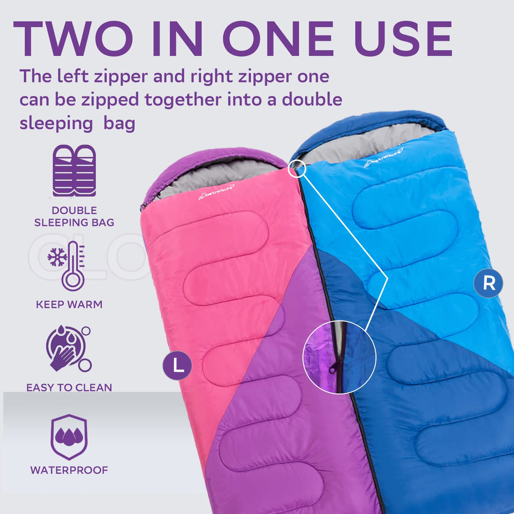 Clostnature Sleeping Bag For Adults And Kids - Lightweight Camping Sleeping Bag For Girls, Boys, Youths, Ultralight Backpacking