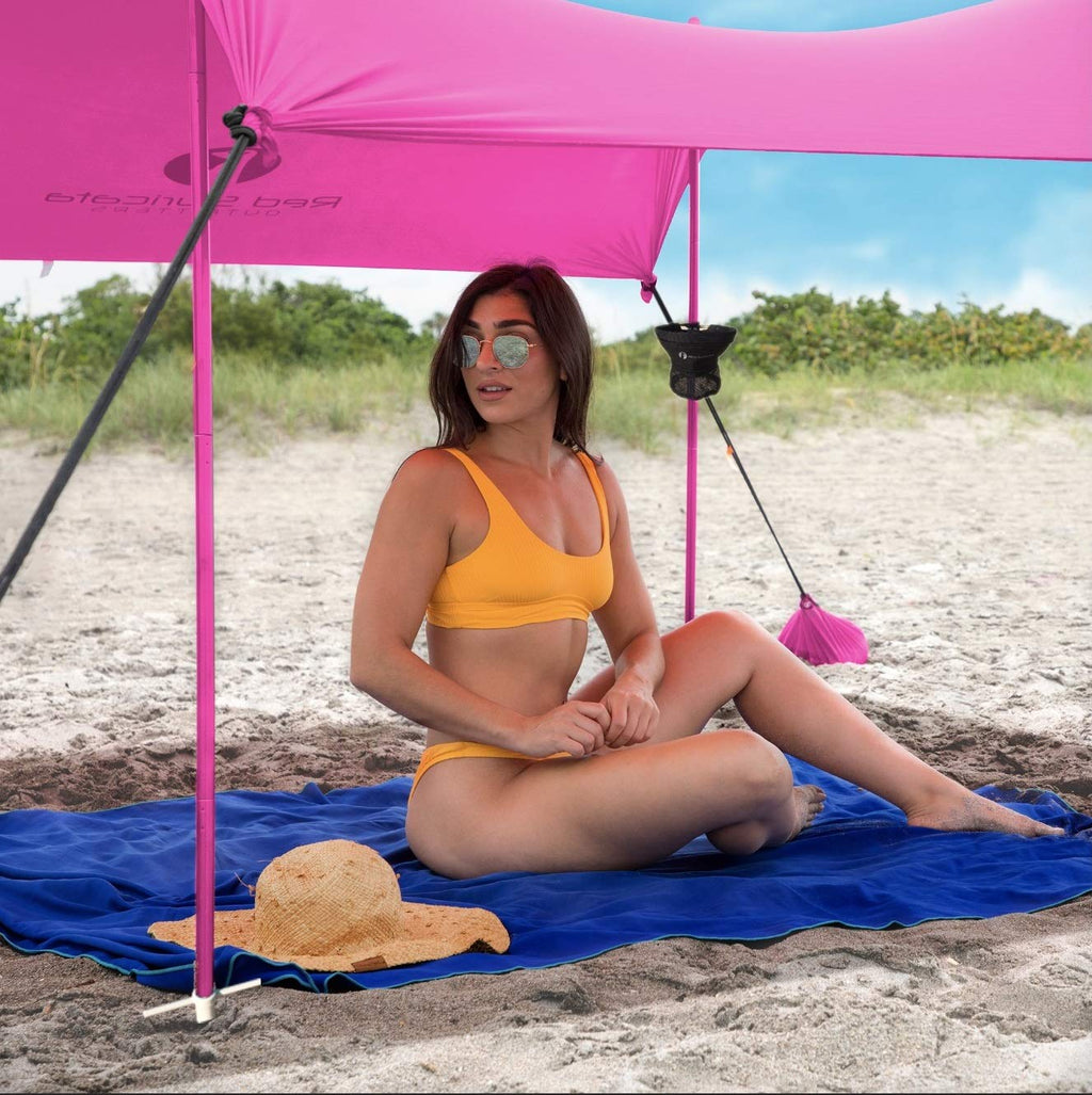 Red Suricata Cup Holder For Drinks - Accessory For Sun Shade Canopy Tent - Attaches To Tent Pole - Holds One Beverage (Cup, Bott