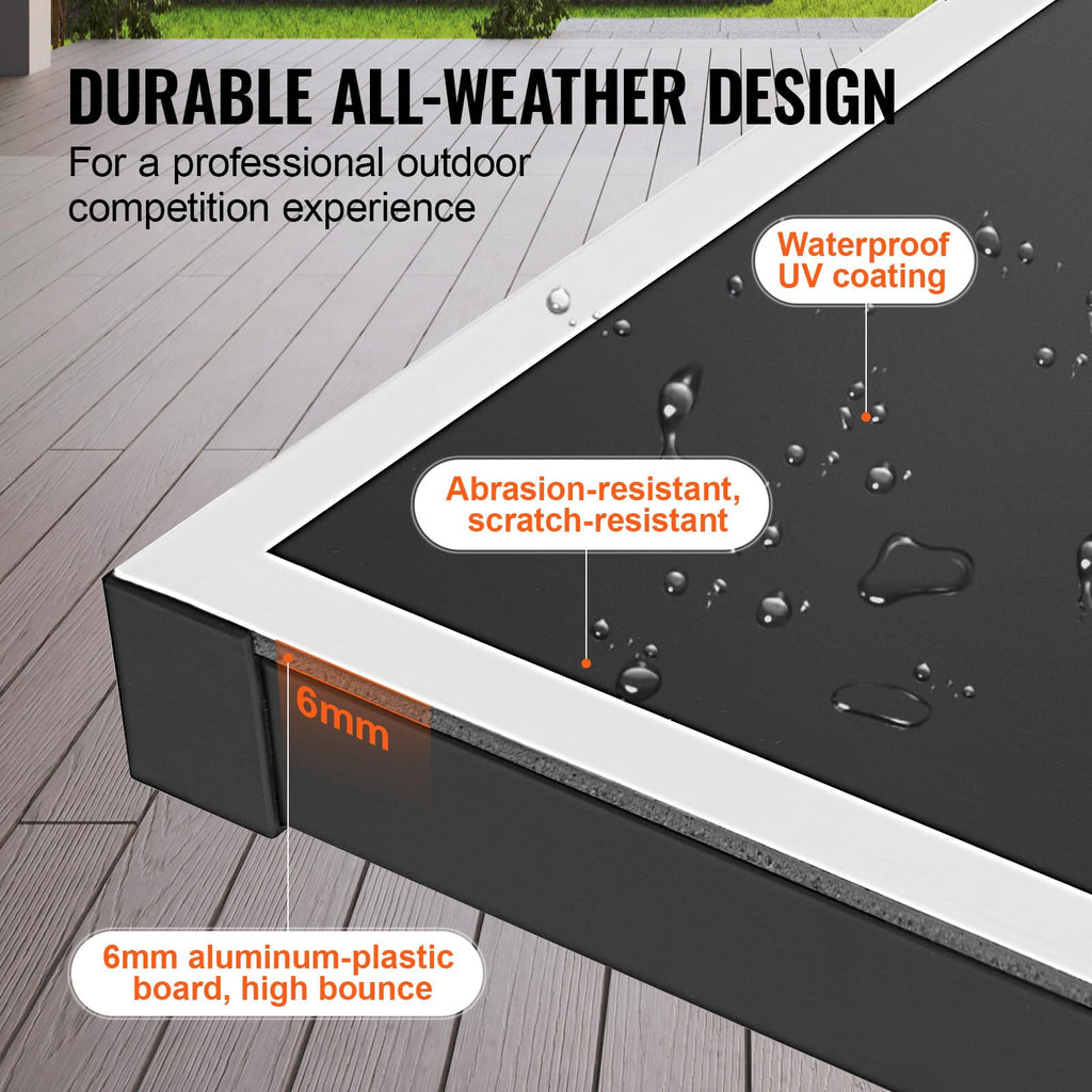 Vevor Ping Pong Table, Professional Table Tennis Game, Indoor/Outdoor All Weather Aluminum Table Tennis Table, Portable Foldable