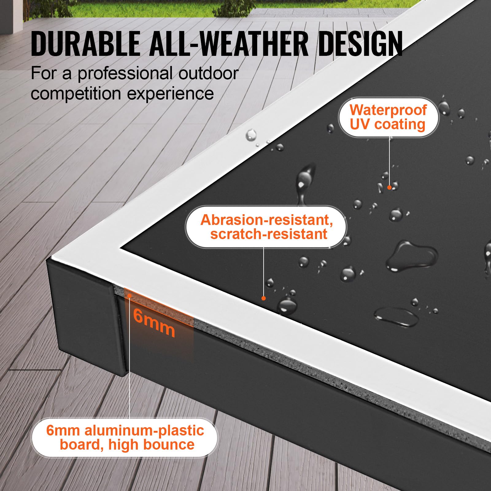 Vevor Ping Pong Table, Professional Table Tennis Game, Indoor/Outdoor All Weather Aluminum Table Tennis Table, Portable Foldable