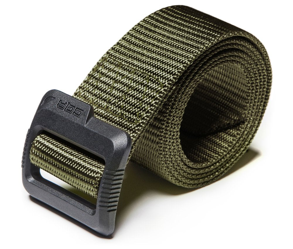 Cqr Tactical Belt, Military Style Heavy Duty Belt, Webbing Edc Quick-Release Buckle, Plastic Flip Tab Green, Xx-Large