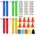 Flag Football Set, 28 Players Flag Football Belts & Flags Set, Includes 28 Belts, 56 Football Flags, 8 Cones And 16 Disc Cones (