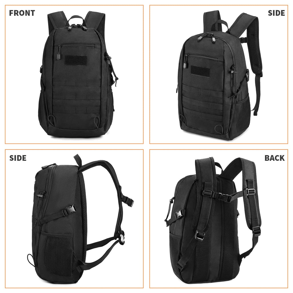 Huntvp 20L Daypack Military Molle Backpack Rucksack Gear Tactical Assault Pack Bag For Hunting Camping Trekking (20L-Black)