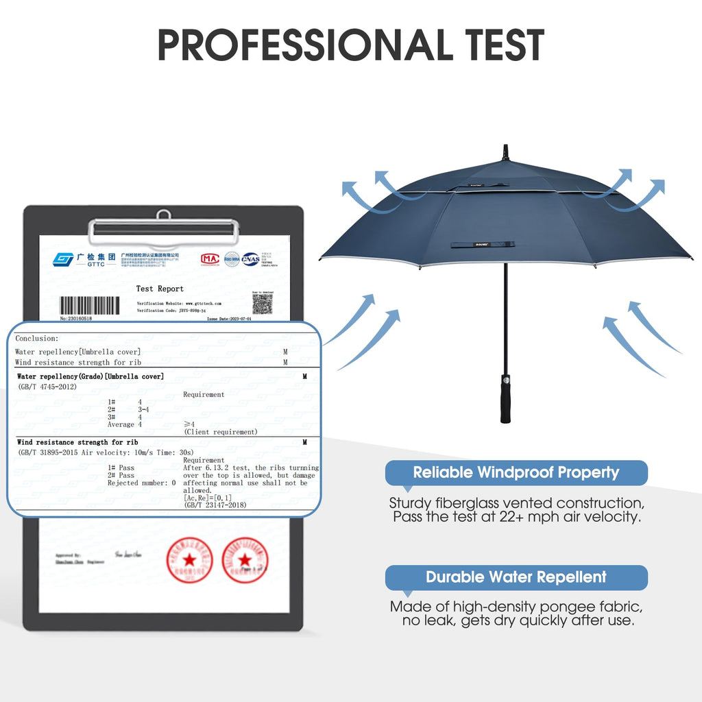 G4Free 47/54/62/68 Inch Automatic Open Golf Umbrella Oversize Extra Large Double Canopy Vented Windproof Waterproof Stick Umbrel