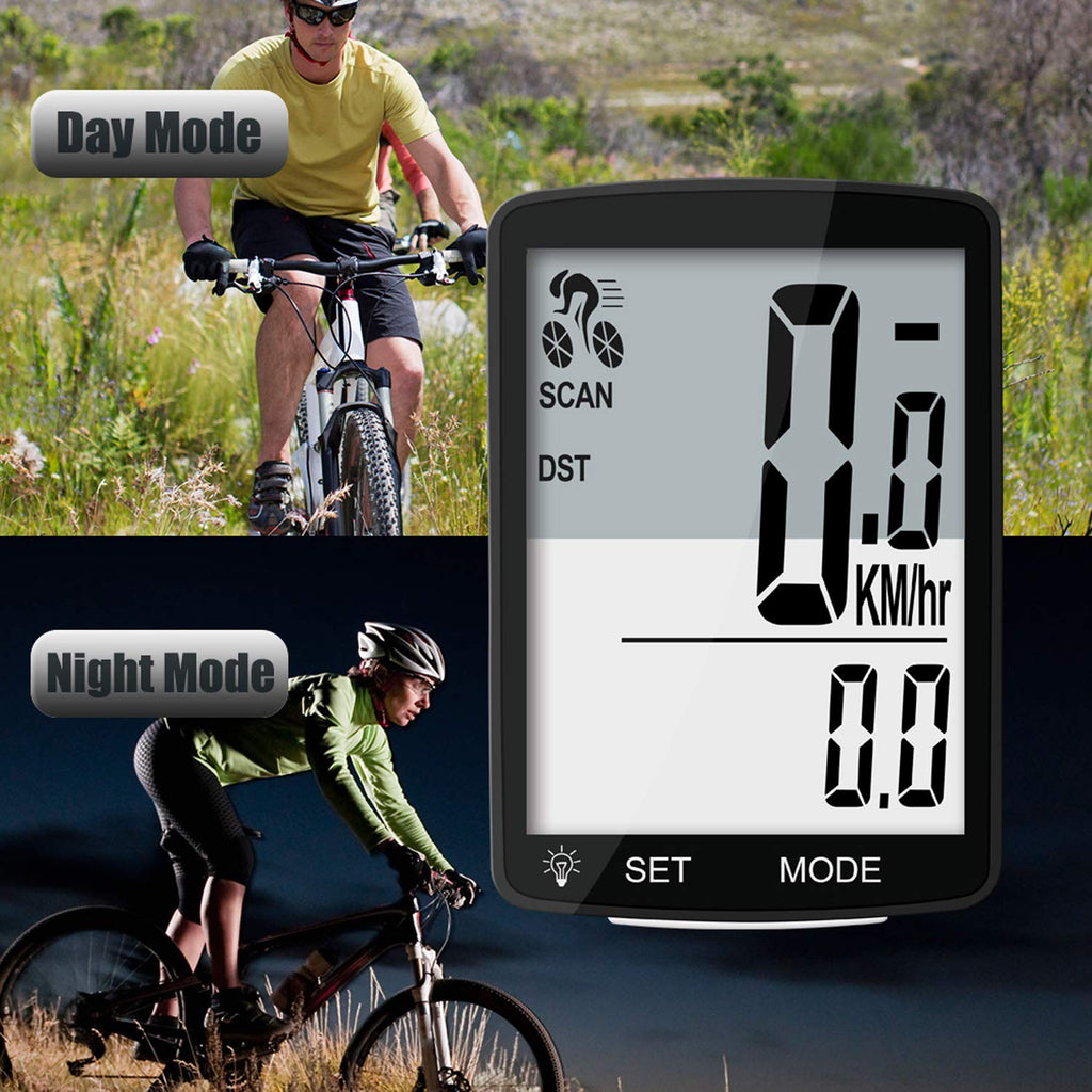 Nellvita Wireless Bike Computer, 20 Multi-Functions, Real Waterproof Bicycle Speedometer, Cycling Odometer With 3'' Large Lcd Di