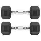 Hex Dumbbells Rubber Coated Cast Iron Hex Black Dumbbell Free Weights For Exercises 8 Pounds/Pair