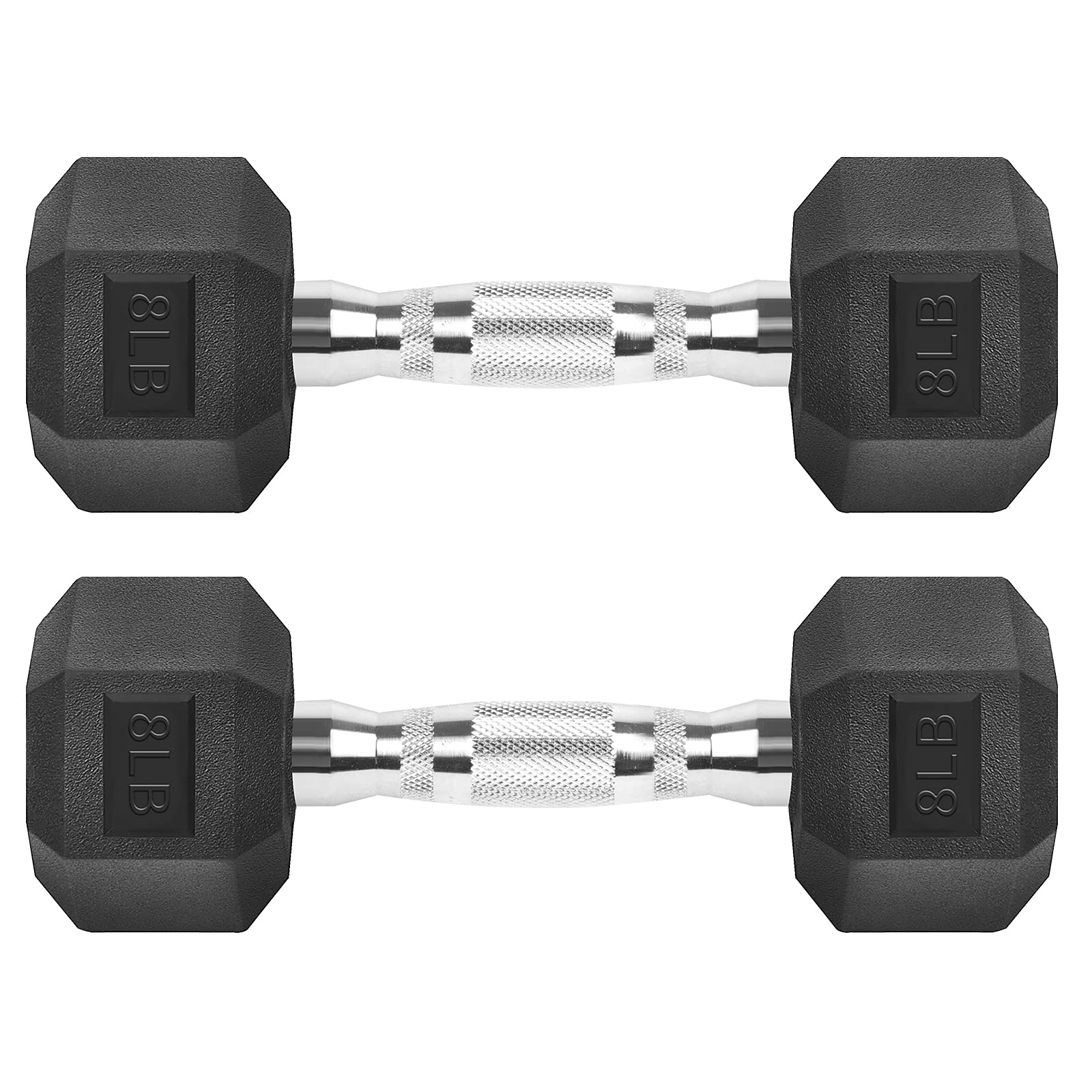 Hex Dumbbells Rubber Coated Cast Iron Hex Black Dumbbell Free Weights For Exercises 8 Pounds/Pair