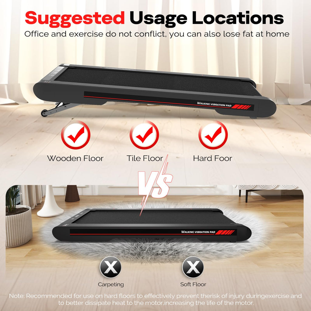 Sperax Walking Vibration Pad with Manual Incline,Under Desk Treadmill for Home,4 in 1 Vibration Plate Exercise Machine with APP,
