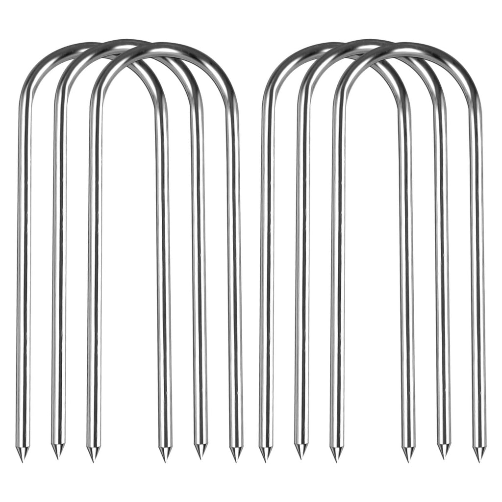 12Inch Trampolines Wind Stakes Heavy Duty U Type Sharp Ends Safety Ground Anchor Galvanized Steel For Soccer Goals, Camping Tent