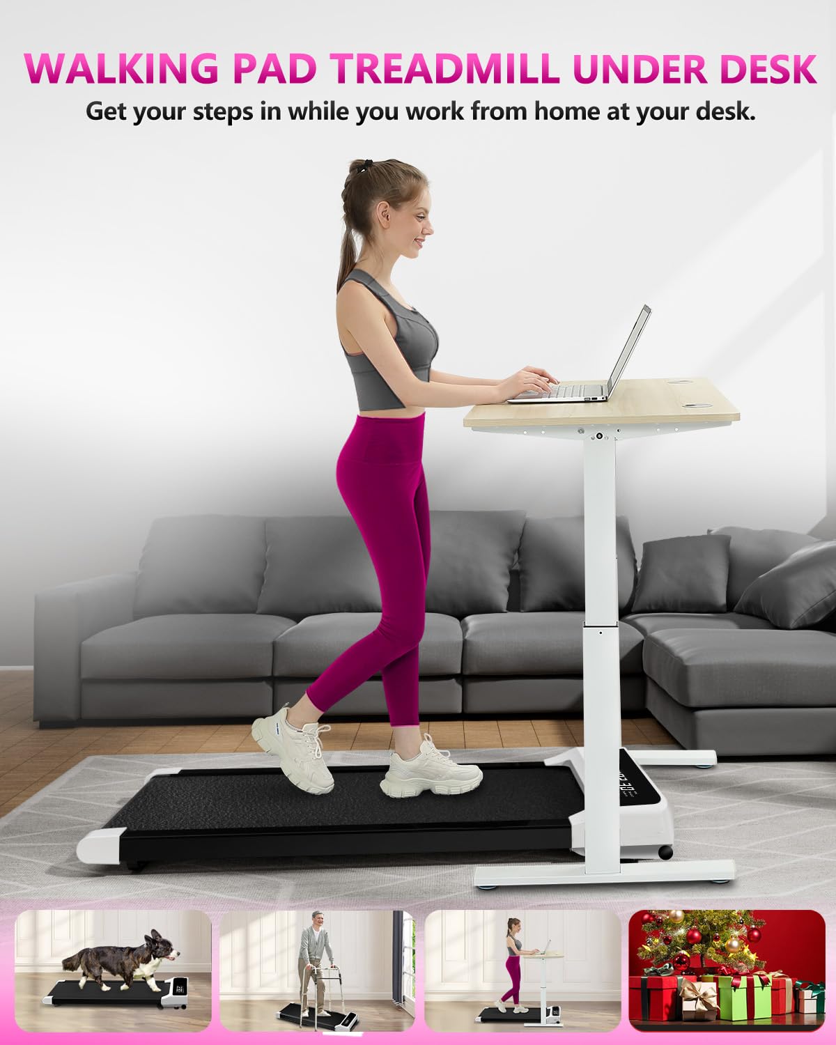 Walking Pad With Incline, 2.5Hp Low Noise Under Desk Treadmill, Walking Jogging Machine, Portable Treadmills With Remote Control