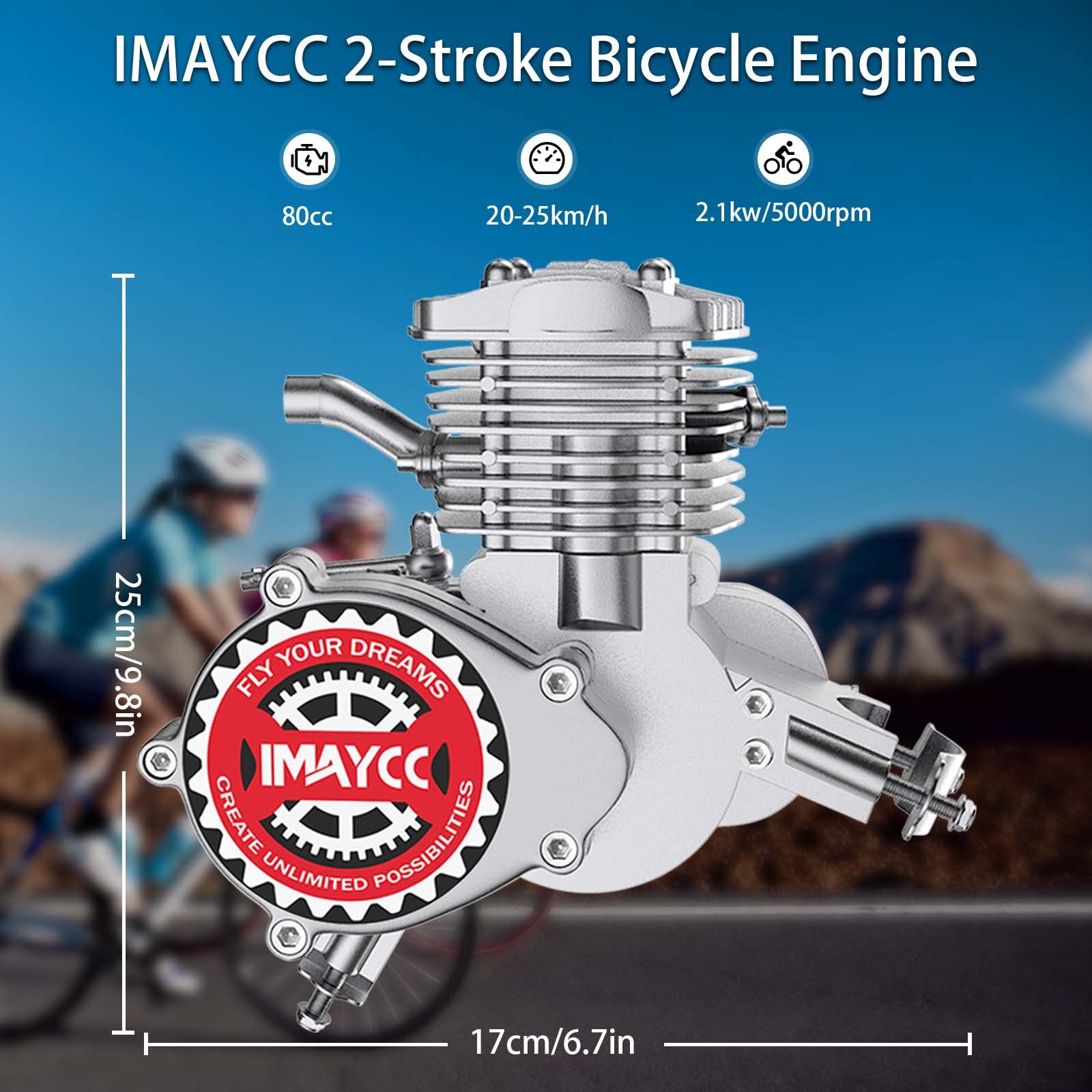 Imaycc 80Cc Bicycle Engine Kit, 2-Stroke Motorized Bicycle Kit Fit For 26-28'' Bikes, Bike Motor Kit With Wired Digital Computer