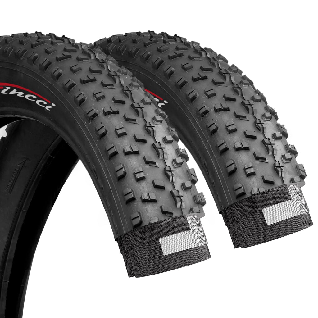 Fincci Pair 26X4.0 Fat Bike Tires 100-559 Foldable Fat Tires For Road Mountain Mtb Mud Dirt Offroad Bike Bicycle - Pack Of 2