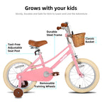 Joystar 14 Inch Kids Bike For Toddlers 3-5 Years (39''-47'') Girls, Girls Bike With Training Wheels & Basket, Kids' Bicycle Pink