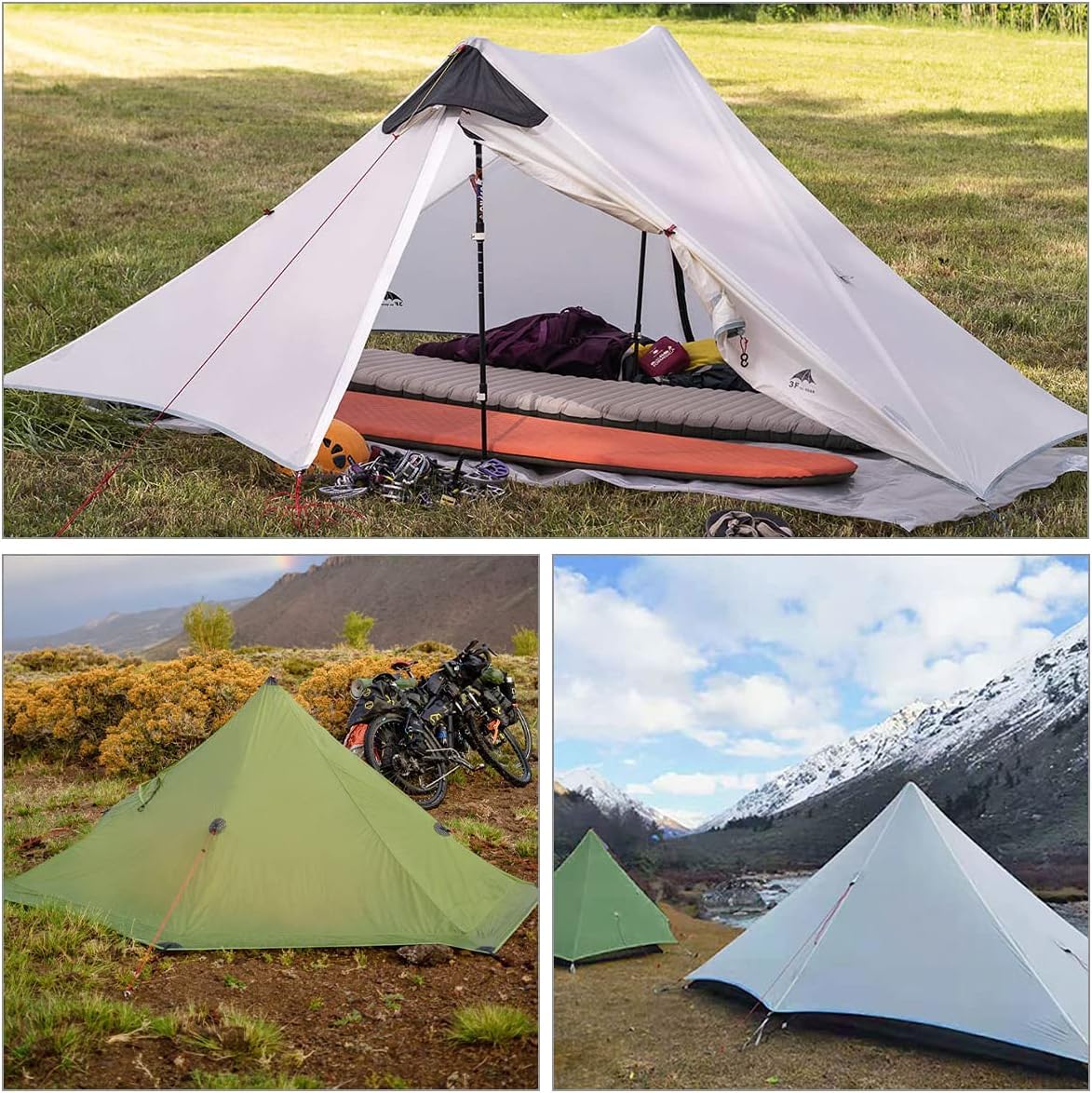 Ultralight Tent 3-Season Backpacking Tent 1 Person/2 Person Camping Tent, Outdoor Lightweight Lanshan Camping Tent Shelter, Perf