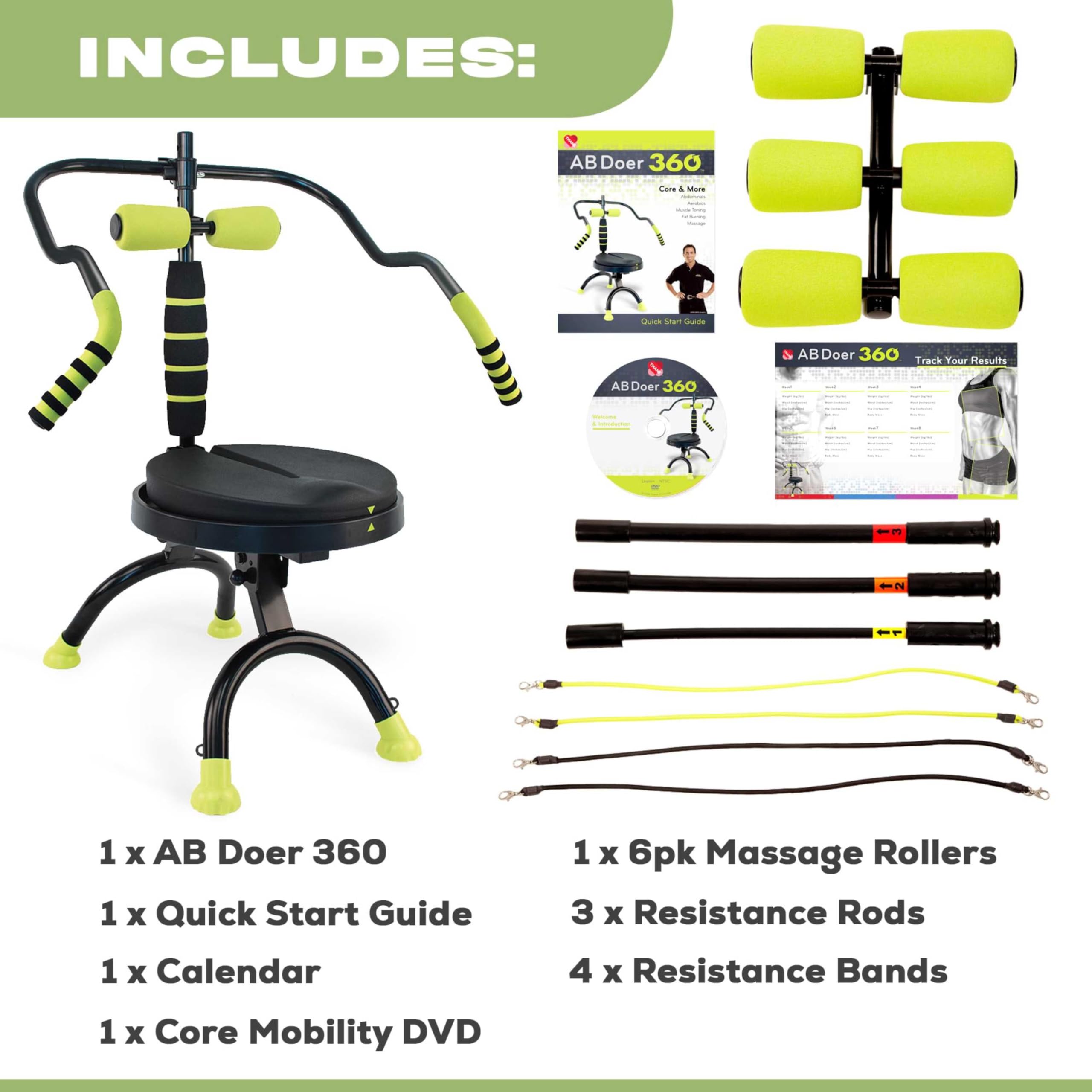 Ab Doer 360 Pro Kit Home Gym - Abs, Muscle And Aerobic Workout To Burn Calories And Work Muscles Simultaneously, Compact Foldabl