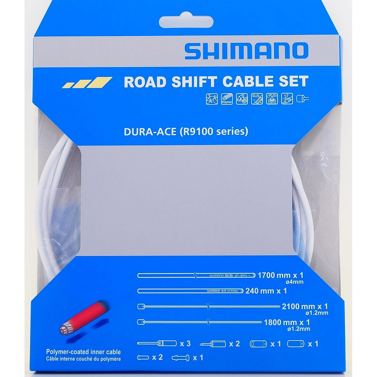 Shimano Dura-Ace R9100 Sp41 Polymer-Coated Derailleur Cable Set, White