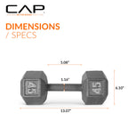 CAP Barbell 45 LB Cast Iron Hex Dumbbell Hand Weight - Pair | Grey