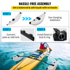 Vevor Kayak Outrigger Stabilizers, 2 Pcs, Pvc Inflatable Outrigger Float With Sidekick Arms Rod, Standing Float Stabilizer Syste