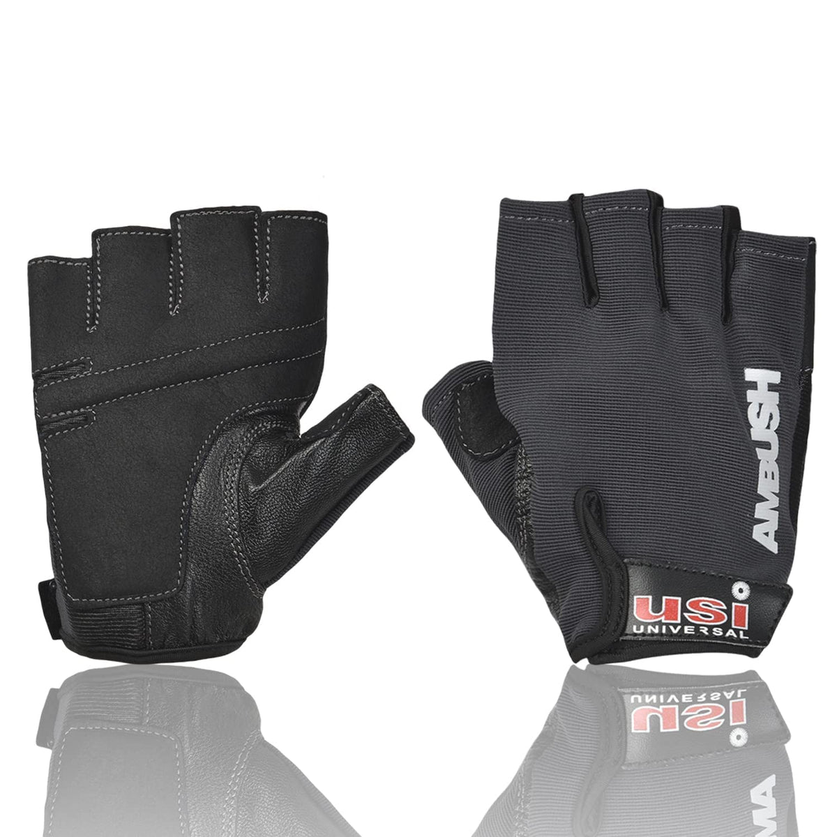 USI UNIVERSAL 733A Ambush Fitness Gym Gloves, Workout Powerlifting Gloves, Leather Polyester, Elastane Neoprene, Foam Constructi