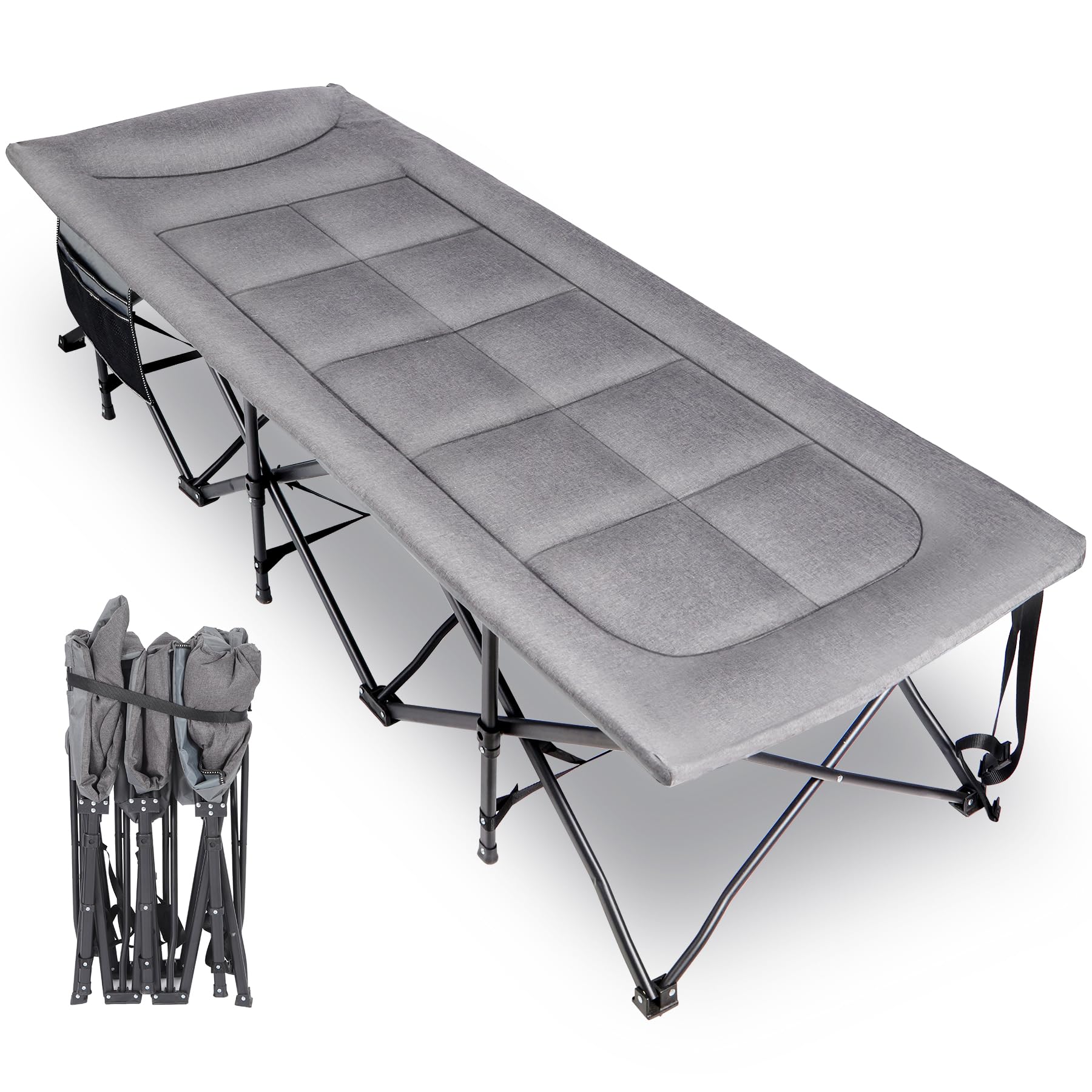 REDCAMP XXL Camping Cot for Adults 500lbs,79 L x 29.5 W x 18 H Oversized Sleeping Cot with Pad and Pillow, Camp Cot Bed for Tent